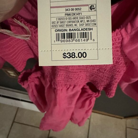 A New Day Women's Puff Short Sleeve Cut Out Bubble A-Line Dress NWT S Pink - Picture 9 of 9